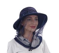 USHAKE Unisex Mosquito Head Net Safari Sun Hidden from Insects Hat, Navy Blue, 7 1/8-7 3/8