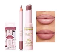 USHAS 2 in 1 Waterproof Lipstick and Lip Liner Combo Set - Long Lasting Matte Lipstick Pen with Lip Liner Set Makeup Kits (S9, Pack of 1)