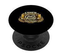 Usher Welcoming Gods Family Open Doors Church Ministry Chri PopSockets Adhesive PopGrip