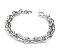 Ushinelit Men's Retro Hand Wrist Link Carved with Ancient Pattern Stainless Steel Bracelet Chain, 22cm (8.66 inch)