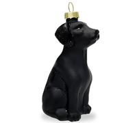 Ushinemi Black Lab Dog Ornament for Christmas Tree, Xmas Tree Hanging Decor Tradition Blown Glass Labrador Ornaments Keepsake Gifts