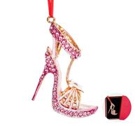 Ushinemi Shoe Christmas Ornaments, High Heel Shoe with White Flower Ornament Xmax Tree Decor, Sparkles Hanging Keepsake Gifts for Mom Grandma Women Girls Sisters