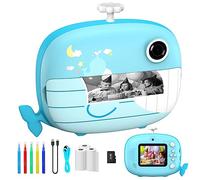 Ushining Instant Camera Children, Children's Camera 10X Zoom Digital Camera Children 2.4 Inch Screen 1080P Video Camera Selfie Camera Children with 32GB TF Card 3 Rolls Printing Paper 5 Colour