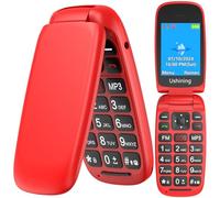 USHINING Unlocked GSM Flip Mobile Phone Big Button Easy to Use,SIM Free Pay as You Go Phones,Classical & Durable (Red)