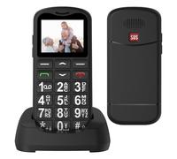 USHINING Unlocked Senior Phone, GSM Large Button Phone for Seniors with Charging Dock, Dual SIM, SOS Emergency Button, 1.77-inch Screen, Flashlight, Speed Dial, Alarm Clock, 800 mAh Battery, Black