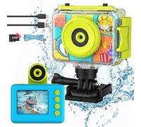 Ushining Waterproof Children's Camera, 1080P Underwater Action Video with 2.0 Inch Screen, 32GB TF Card, Gift for Boys and Girls 3-12 Years, Blue
