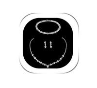 Ushiny Bridal Jewellery Set Silver Wedding Rhinestone Necklace Earrings Bracelets Set Cubic Zirconia Jewellery Set Bridesmaid Jewelry Set for Women and Girls