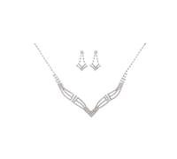 Ushiny Bridal Wedding Jewellery Set Silver Sparkly Rhinestone Necklace and Earrings Set Crystal Dangle Drop Stud Earrings Prom Anniversary Party Gift Jewellery Set for Women and Girls