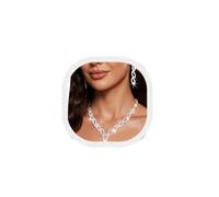 Ushiny Bridal Wedding Jewellery Sets Silver Rhinestone Necklace and Earrings Sets Cubic Zirconia Dangle Drop Earrings Necklace Jewellery Set for Women and Girls