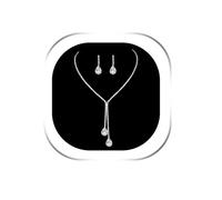 Ushiny Bridal Wedding Rhinestone Jewellery Set Silver Teardrop Crystal Necklace and Earring Set Gem Dangle Drop Earring Jewellery Sets for Women and Girls