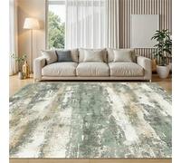 USHIRUG Abstract Area Rug, 100x150cm, Modern Marble Green and Beige Vintage Large Rugs, Soft Luxurious Easy-Care Non-Slip Washable Carpet Floor Mat for Living Room Bedroom Dining Room Office
