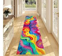 USHIRUG Abstract Runner Rug, 80x300cm Colorful Optical Illusion Hallway Runner, Bohemian Multicolor Print Kitchen Carpet, Soft Washable Rugs for Entryway, Dining Room, Bedroom, and Home Decor