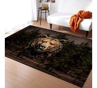USHIRUG Animal Bear Area Rug, 180x230cm Vintage Forest Beast Bear Head Brown Rug, Soft and Durable Brown Floor Rugs Home Decor, Non-Slip Washable Carpet for Living Room Bedroom Office Home Decor