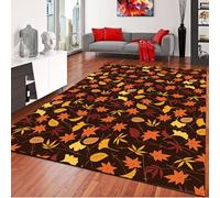 USHIRUG Autumn Maple Leaf Area Rug, 60x110cm Vintage Orange Leaf Print Thanksgiving Decorative Rugs Large Indoor Area Carpet Soft, Non-Slip, Washable Floor Mat for Living Room, Kitchen, Dining Room