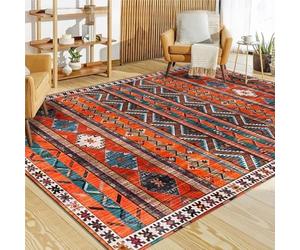 USHIRUG Aztec Aztec Area Rug, Tribal Style,70x140cm Geometric Abstract Bohemian Soft Washable Rugs, Moroccan Carpet for Office Lounges, Non-Slip Large-Area Rug for Living Rooms and Dining Rooms