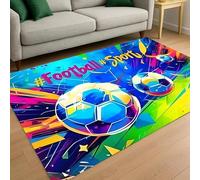 USHIRUG Colorful Football Area Rug,60x110cm, Kids Game Rugs for Living Room Bedroom, Washable Non Slip Soft Large Carpet, Watercolor Graffiti Ball Patterned Area Rugs Home Decor for Playrooms