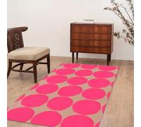 USHIRUG Contemporary Pink Geometric Area Rug, 70x140cm Mid-Century Modern Large Circle Rugs, Modern Abstract Room Decor Mat Soft Non-slip non-shedding Carpet for Bedroom Sunroom Lounge Home Office