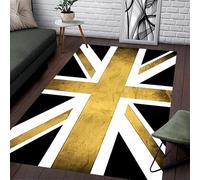 USHIRUG Flag Area Rug,70x140cm, Vintage Yellow Union Jack Design Rugs Mat, Stylish Creative Indoor Non-Slip Mat, Soft Washable Carpet for Hallway Kitchen Bedroom Bedside Office Modern Home Decor