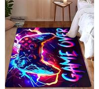 USHIRUG Gaming Rug, 60x110cm Cool 3D Printed Gaming Mat, Red and Blue Abstract Graffiti Game Controller Carpet, Machine Washable Carpet for Entrance Dormitory Bedroom, Non-Slip Decorative Mat