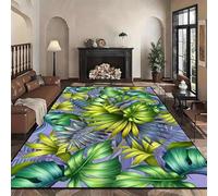 USHIRUG Leaf Area Rug, 60x90cm Tropical Leaf Palm Leaves Non-Slip Washable Large Indoor Rugs, Monstera Plant Print Rugs Mat for Living Room, Soft and Durable Carpet for Bedroom Entrance - Green