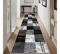 USHIRUG Modern Geometric Area Rug, 100x300cm,Gray and White Hallway Runner Carpet, Soft Durable Washable Stylish Simple Entryway Kitchen Mat for Living Room Bedroom Bedside Bathroom Hardwood Floor