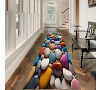 USHIRUG Pebble Runner Rug, 60x180cm Colorful Stone Design Creative Hallway Carpet, Modern Minimalist and Stylish Home Decor Mat, Non-Slip Washable Easy-To-Clean Runner Rugs for Living Rooms Kitchens