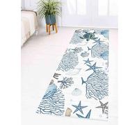 USHIRUG Sea Turtle Hallway Runner Rug,60x150cm,Vintage Starfish Conch Coral Fish Stylish Long Hallway Carpet, Non-Slip Non-Shedding Hall Runner Carpet, Washable Area Rug for Entrance Living Room
