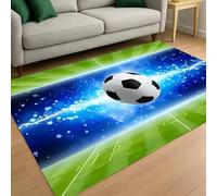 USHIRUG Soccer Field Area Rug,60x90cm, Cool Football Match Blue Background Home Non-Slip Washable Playroom Floor Rugs, Decor Soft and Easy to Clean Play Mat for Boys Girls Sports Theme Room