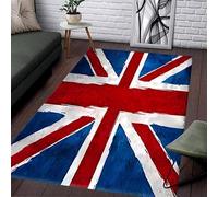 USHIRUG Vintage Union Jack Rug,100x150cm, Rustic Farmhouse Union Jack Interior Decoration Mat, Washable Distressed Rugs, Soft Durable Non-Slip Floor Rugs for Living Room Bedroom Dining Room Bathroom