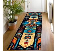 USHIRUG Western Area Rug, 60x120cm, Southwestern Native Aztec Ethnic Tribal Totem Print Colorful Runner Carpet, Non-Slip Washable Vintage Style Hallway Long Rug Floor Mat for Living Room Hall Lounge