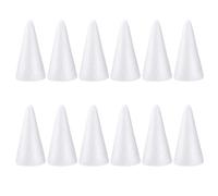 USHOBE 12 Pack Foam Tree Cones for Christmas DIY Crafts White Polystyrene Cone Shapes for Home Party Wedding Decoration 14.4cm