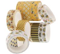 USHOBE 12 Rolls Decorative Washi Tape Bee and Flower Patterns, Self-adhesive Stickers, Hand-tearable, No Glue Residue, for Journaling, Paper Crafts, and Classroom Use