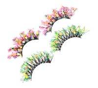 USHOBE 3d Dramatic False Eyelashes Lightweight Artificial Fiber Lashes 2 Pairs with Rhinestones and Sequins Trendy Eyelash Clusters for Special Events and Photography for Stage