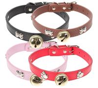 USHOBE 4pcs Adjustable Pu Goat Collars with Bells for Livestock, Featuring Holes Adjustment Design and Easy Size Adjustment, for Goats and Oxen in Farming and Husbandry