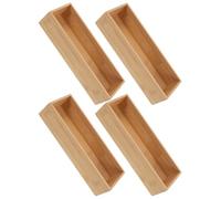 USHOBE 4pcs Bamboo Open Storage Boxes for Utensils and Household Items, Large Capacity Organizer with Versatile Functionality and Modern Minimalist Design, for Busy Households and Home