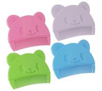 USHOBE 4pcs Bear-Shaped Silicone Bath Scalp Brush Set for Babies, Compact and Portable Cradle Cap Brush, Gentle Silicone Shower Scrubber for Scalp Shampoo and Bathing