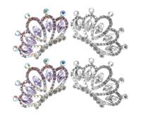 USHOBE 4pcs Crown Hair Combs for Flower Hair Styling Accessories Alloy Mini Tiara Decorative Clips Suitable for Costume and Stage Productions