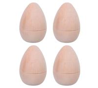 USHOBE 4pcs Unpainted Wood Eggs for Crafts Lightweight Hollow Wooden Egg Shape with Natural Look and Rustic Beauty and Basket Stuffer Activities