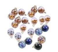 USHOBE 50pcs Christmas Star Glass Ball Charm Pendant for DIY Jewelry Making | 16mm Sequins Finish, Sturdy Glass Craft Piece, Lovely Fashion Accent, for Friends Making Jewellery Random Color