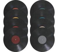 USHOBE 8Pcs Vintage Vinyl Records Decors Rock and Roll Party Decorations Fake Cd Wall Art Sticker Musical Notes Party Favors