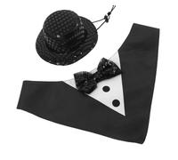 USHOBE Black Formal Dog Tuxedo Outfit with Polyester Hat and Bandana Set, Gentle Comfort and Reusable Design, for Pet Owners Dressing Cats and Dogs for Cosplay and Celebrations