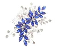USHOBE Blue Crystal Hair Comb for Bride Wedding Ceremony, Handcrafted Rhinestone Hairpin with Leaf Shape, Metal Material, Seamless Theme Integration and Secure Styling for Wedding