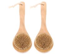 USHOBE Body Sponge Brushes 2pcs Boar Hair Short Handle Round Head for Effective Exfoliation and Skin Care in Bath and Shower