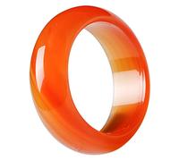 USHOBE Carnelian Ring Natural Agate Plain Band for Women Girls Red Gemstone Jewelry Suitable for Weddings Parties Daily Wear