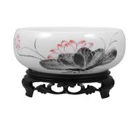 USHOBE Ceramic Planter with Base Blue and White Porcelain Hydroponic Vase No Hole Daffodil Bowl Indoor Decorative Bonsai Plant Pot for Home Office