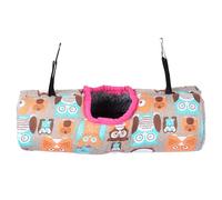 USHOBE Cozy Hamster Hanging Nest with Plush and Linen Material, Includes 2 Metal Hooks, Tunnel Shape for Resting Spot, Cage Accessory for Small Pets like Birds and Ferrets