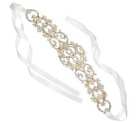 USHOBE Elegant Rhinestone Headpiece Bridal Headband for Wedding Hair Accessories, Featuring Golden Zinc Alloy Material with Ribbon Design, for Brides and Daughters at Shower or Wedding