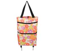 USHOBE Foldable Shopping Bag with Wheels Large Capacity Grocery Bag Made of Sturdy Oxford Cloth Featuring Foldable Wheels and Wide Design Hand Straps, for Use in Suitcases or Laundry
