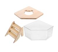 USHOBE Hamster Sand Bath Box Comfortable Bathing Space for Gerbils and Hamsters with Ramp Made of Pet and Plywood, Easy to Clean Small Animal Bathroom Accessory
