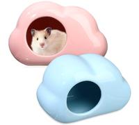USHOBE Hideout and Waterproof 2pcs Hamster Cloud Shape Ceramic Porcelain House for Summer Cooling Easy to Clean Nest Small Pets Pet Gerbils Mice